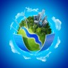 Eco City concept. Ecology Little tiny planets collection.